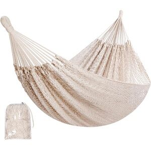 Handmade Mayan Woven Cotton Hammock in Natural Cream
